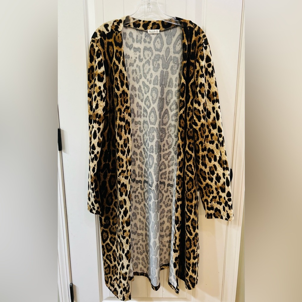 Leopard Print Women's Long Cardigan - 2XL